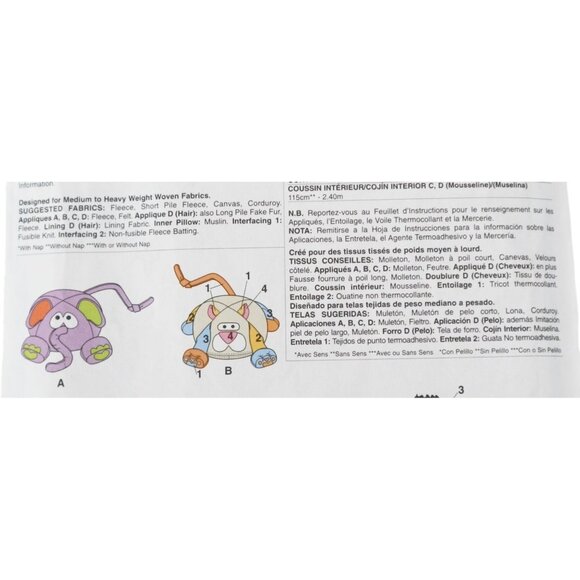 McCall's Crafts Children's Chairs & Pouf Sewing Pattern M6625 Monkey Dog UNCUT - Picture 3 of 4